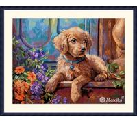 Merejka K-235 Kit de broderie au point de croix compté Motif porche ensoleillé, coton, multicolore, 22 x 28,5 cm
