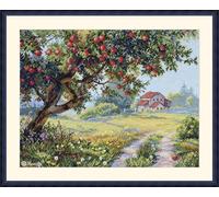 Merejka K-255 Kit de broderie au point de croix compté Motif vieux pommier Multicolore 29,5 x 38,5 cm