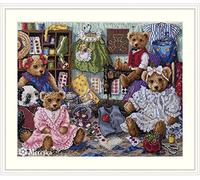 Merejka Kit point de croix avec oursons en peluche 29 x 36 cm