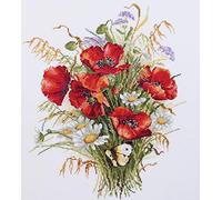 Merejka Mohn und Hafer Kit de Broderie au Point de Croix, Coton, Multicolore, 27x33 cm