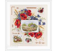 Merejka Sommeransicht Kit de Broderie au Point de Croix, Coton, Multicolore, 30x32 cm