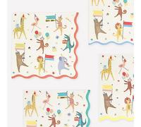 Meri Meri Animal Parade Lot de 16 grandes serviettes de table