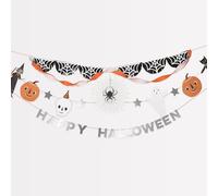 Meri Meri It's Halloween! Guirlande de fête (3,3 m avec excès de cordon - Lot de 1). Grande guirlande d'Halloween, qui est divisée en 3 cordes. Couleurs et personnages traditionnels d'Halloween.