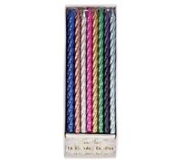 Meri Meri Lot de 16 bougies torsadées multicolores