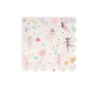 Meri Meri Lot de 16 grandes serviettes jetables en papier 3 plis, épaisses et absorbantes, motif fée