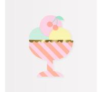 Meri Meri Lot de 16 serviettes de fête jetables en papier épais et absorbant, 3 plis, pour décorations de fête d'été, pour enfants et adultes, 12,1 x 17,1 cm, motif crème glacée Sundae