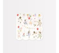 Meri Meri Lot de 16 serviettes de fête jetables en papier pour premiers anniversaires et fêtes prénatales, bord festonné, design d'inspiration vintage, enfants et adultes