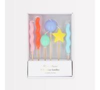 Meri Meri Lot de 6 bougies ballon pour gâteau d'anniversaire, 6 designs et couleurs amusants, 11,4 cm de haut, non parfumées
