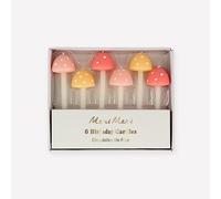 Meri Meri Lot de 6 bougies d'anniversaire en forme de champignon