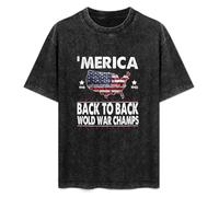 Merica Back to Back World War Champs T-Shirt Unisex Black Tee L