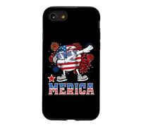 Merica Baseball Dabbing 4th of July Patriotic American Flag Coque pour iPhone SE (2020) / 7/8