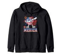 Merica Baseball Dabbing 4th of July Patriotic American Flag Sweat à Capuche