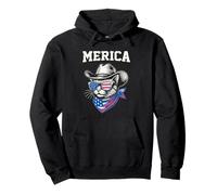 MERICA Cat Patriotic 4th of July Funny Kitten Distressed Sweat à Capuche