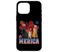 Merica Cats American Flag Firework Patriotic 4th of July Cat Coque pour iPhone 16 Pro Max