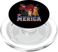 Merica Cats American Flag Firework Patriotic 4th of July Cat PopSockets PopGrip pour MagSafe