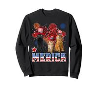 Merica Cats American Flag Firework Patriotic 4th of July Cat Sweatshirt