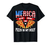 Merica In My Heart Pizza In My Belly - 4 juillet Patriotique T-Shirt