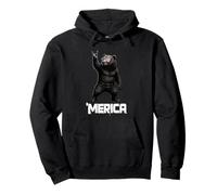 Merica Ours grizzly Vintage Rock Gesture Patriotic Grizzly Ours Sweat à Capuche