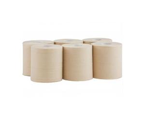 Merida Essuie-mains Papier Rouleau Dévidage 163 m 18 cm 2 plis sable | Rouleau d'essuie-mains Merida TOP EKO, 2 plis, 163 m, Ø 18 cm, sable, ECOLABEL, établissement, pour distributeur, lieu public