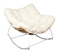MERIDA - Fauteuil à Bascule Blanc avec Assise Capitonnée et Bouclettes - Altobuy Blanc