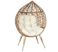 MERIDA - Fauteuil Cocon Effet Rotin Assise Capitonnée