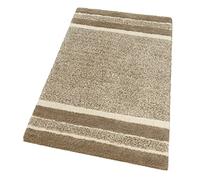 MERIDA Tapis de bain pur coton doux, chambre à coucher, couleurs vives, lavable, modèle MERIDA 65 x 120 cm, beige (B)