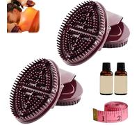 Meridian Brush Brosse de massage professionnelle Meridian pour salon de beauté, brosse de massage Meridian professionnelle, dure et douce, adaptée à tout le corps (2 marron + 2 huile)