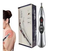 Meridian Energy Pulse Massage Pen, Adjustable Intensity Massager, Rechargeable Electric Stimulator Intensity for Neck, Back, Foot Full Body Relaxation at Home, Travel, Gray