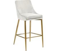 Meridian Furniture 789Cream-C Karina Collection Lot de 2 tabourets de comptoir contemporains rembourrés en velours avec pieds et repose-pieds en métal doré poli Crème