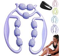 Meridian Massage Roller for Calf, Leg Massager Roller - 9 Wheel Calf Massager, Ergonomic 360° Handheld Circular Leg Clamp Massagers, Yoga Wheel Muscle for Calves, Thighs & Arms (Purple)