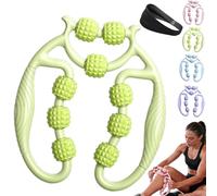 Meridian Massage Roller for Calf, Leg Massager Roller - 9 Wheel Calf Massager, Ergonomic 360° Handheld Circular Leg Clamp Massagers, Yoga Wheel Muscle for Calves, Thighs & Arms (Green)