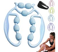 Meridian Massage Roller for Calf, Leg Massager Roller - 9 Wheel Calf Massager, Ergonomic 360° Handheld Circular Leg Clamp Massagers, Yoga Wheel Muscle for Calves, Thighs & Arms (Blue)
