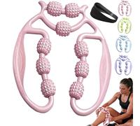 Meridian Massage Roller for Calf, Leg Massager Roller - 9 Wheel Calf Massager, Ergonomic 360° Handheld Circular Leg Clamp Massagers, Yoga Wheel Muscle for Calves, Thighs & Arms (Pink)