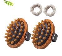 Meridian Pressure Brush, Meridian Trigger Point Massager, Wood Therapy Massage Tools for Belly Fat, Cellulite Lymphatic Drainage Massager, Wooden Massage Comb for Body and Scalp (Wood B,2 PCS)