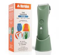 Meridian The Trimmer Plus Tondeuse électrique étanche pour homme et femme pour poils pubiens, poitrine, jambes et maillot, câble UBS-C et station de charge inclus, sauge