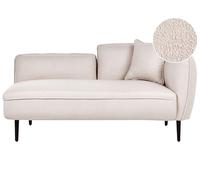 Méridienne Angle Droit avec Coussins en Polyester Bouclé Beige Clair Chevannes
