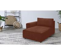 Méridienne avec accoudoir pour canapé modulable NIHAD tissu velours côtelé orange angle gauche BOBOCHIC 1 places Angle gauche Orange