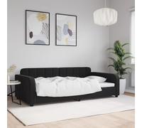 Méridienne, Canapé Lit 2 en 1 en Velours, Design Moderne avec Structure Renforcée, Cadre de Lit, pour Salon et Chambre d'amis, Noir, 100x200 cm