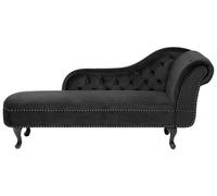 Méridienne Chesterfield côté droit en velours noir NIMES