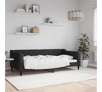 Méridienne Convertible, Canapé-Lit 2 en 1 en Tissu Noir, Structure Bois et Métal, Design Moderne, Cadre de Lit et Canapé Lit d'Appoint, pour Salon ou Chambre d'amis, Noir, 90 x 190 cm