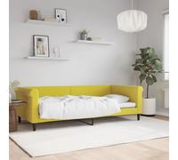 Méridienne Convertible, Canapé-Lit 2 en 1 en Velours, Design Moderne, Cadre de Lit Robust, pour Salon et Chambre à Coucher, Couleur Jaune, 90 x 200 cm