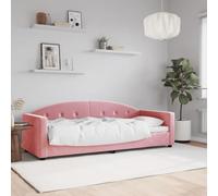 Méridienne Convertible, Canapé-Lit 2 en 1 Velours Rose, Fonction Cadre de Lit, Design Moderne, pour Salon et Chambre, Lit Une Place, Dimensions 80x200 cm