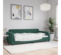 Méridienne Convertible, Canapé-Lit 90x200 cm en Velours, Design Moderne, Cadre de Lit Métal et Bois, pour Salon ou Chambre d'amis, Vert Foncé, 90.200 cm