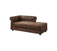 Méridienne droite chesterfield en microfibre aspect cuir vieilli SHIREL