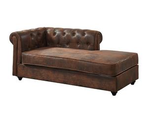 Méridienne droite chesterfield en microfibre aspect cuir vieilli SHIREL