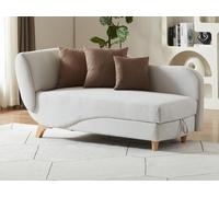 Méridienne droite convertible avec coffre de rangement en tissu beige PENELOPE