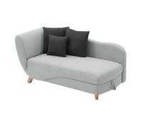 Vente-unique - Méridienne Droite Convertible en Tissu Gris Clair avec Coffre de Rangement Penelope