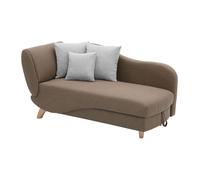 Méridienne droite convertible en tissu marron avec coffre de rangement PENELOPE