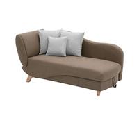 Méridienne droite convertible en tissu marron avec coffre de rangement PENELOPE