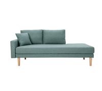 Méridienne scandinave en tissu vert de gris et bois clair massif L190 cm BERTILLE